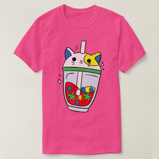 Cat Bubble Tee Autismus Bewusstsein Niedlich Puzzl (Design vorne)