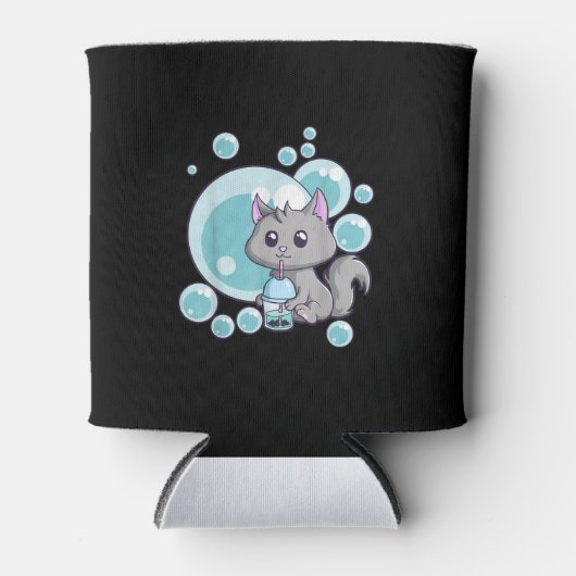 Cat Bubble Tee-Geschenk | Witziges Boba Tee Katzen Dosenkühler (Vorderseite)
