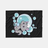 Cat Bubble Tee-Geschenk | Witziges Boba Tee Katzen Fleecedecke (Vorderseite (Horizontal))
