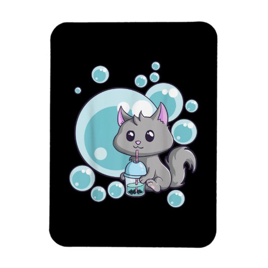 Cat Bubble Tee-Geschenk | Witziges Boba Tee Katzen Magnet (Vertikal)