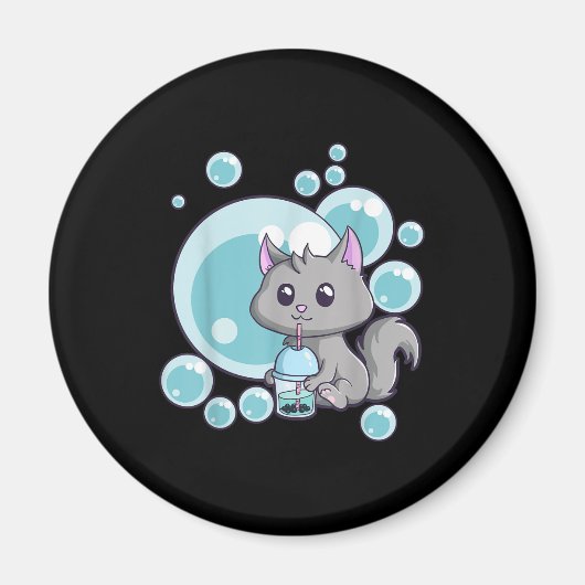 Cat Bubble Tee-Geschenk | Witziges Boba Tee Katzen Magnet (Vorne)