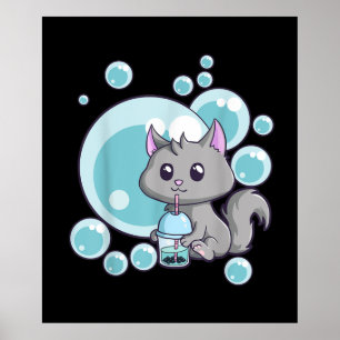 Cat Bubble Tee-Geschenk Witziges Boba Tee Katzen Poster