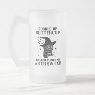 Cat Buckle Up Buttercup Funny Halloween Cat Liebha Mattglas Bierglas