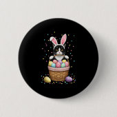 Cat Bunny Oars Eggs Meowy Osterkaninchen Lover Men Button (Vorderseite)