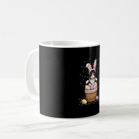 Cat Bunny Oars Eggs Meowy Osterkaninchen Lover Men Kaffeetasse (Vorderseite Links)