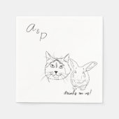Cat & Bunny Wedding Cocktail Napkins Serviette (Vorderseite)