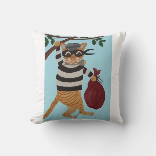 Cat Burglar Throw Pillow Kissen (Vorderseite)