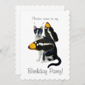 Cat Butterfly Geburtstagsparty Einladung (Vorne/Hinten)