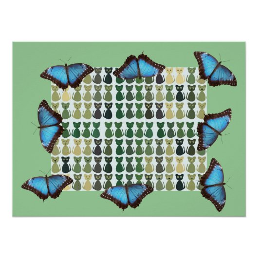 Cat Butterfly Kitten Pattern Office Peace Destiny Poster (Vorderseite)