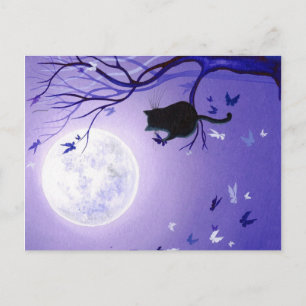 Cat Butterfly Swirl Postkarte