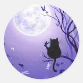 Cat Butterfly Swirl Runder Aufkleber
