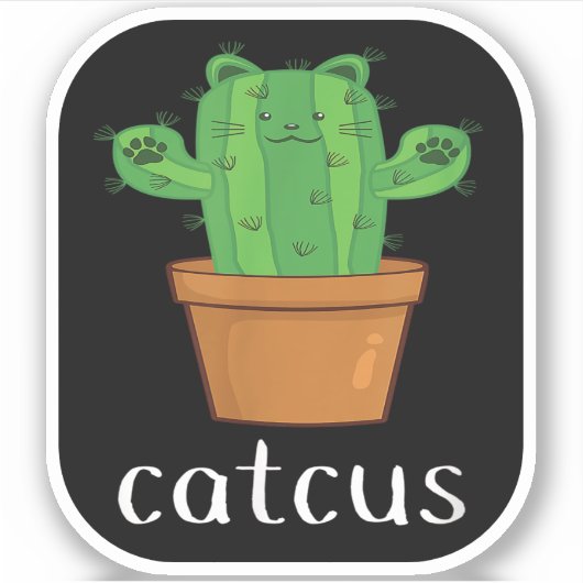 CAT CACTUS - CATCUS Funny Cat Aufkleber (Vorderseite)