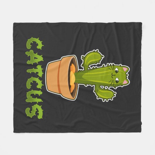 Cat Cactus Pet Pflanze Fleecedecke (Vorderseite (Horizontal))