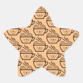 Cat Café Muster Stern-Aufkleber (Vorderseite)