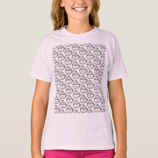 Cat Café Muster T-Shirt (Vorderseite)