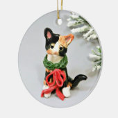 Cat Calico Holiday Keramik Ornament (Links)