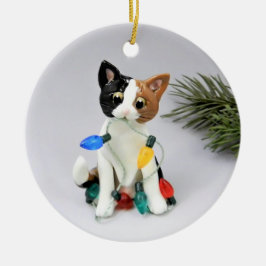 Cat Calico Holiday Keramik Ornament