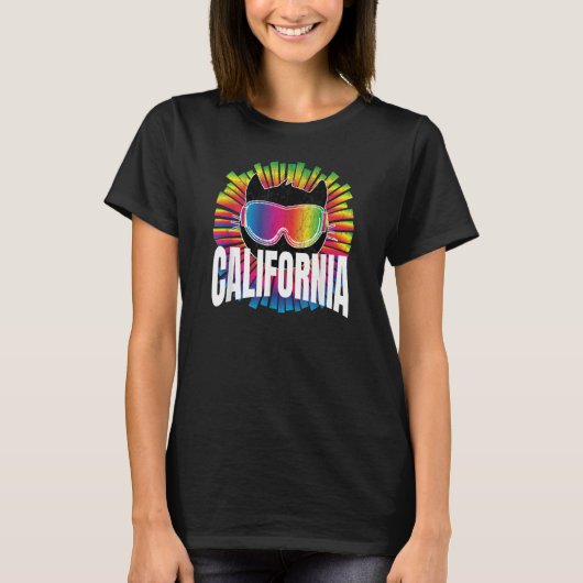 Cat California Rainbow Kitty Cat w Ski Goggles Rad T-Shirt (Vorderseite)