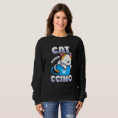 Cat Cappuccino Pub Kitten in Coffee Cup Sweatshirt (Vorne ganz)