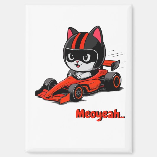 Cat car racing magnet (Vorderseite)