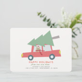 Cat Car Weihnachtsbaum Feiertage Ankündigung (Stehend Vorderseite)