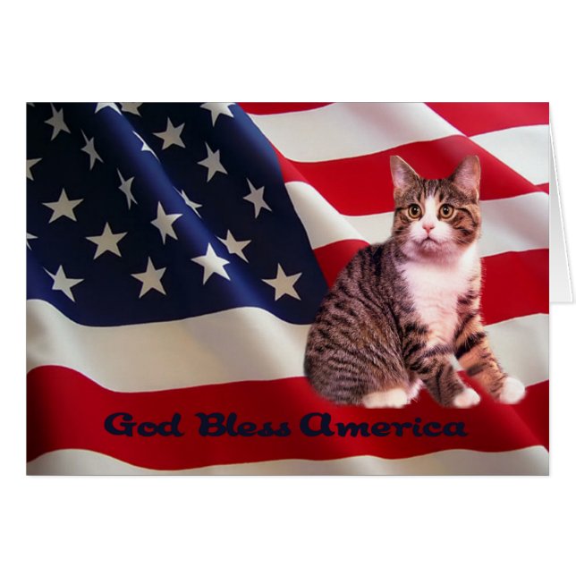 Cat Card Gott segne Amerika (Vorderseite (Horizontal))