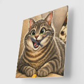 Cat caricature quadratische wanduhr (Winkel)