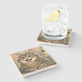 Cat caricature  steinuntersetzer (Seitenansicht)