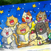 Cat Carol Singers Grußkarte von Nicole Janes Karte
