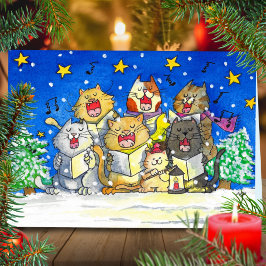 Cat Carol Singers Grußkarte von Nicole Janes Karte