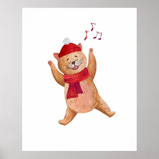 Cat Caroler Weihnachts-Kinderzimmer singen Poster (Vorne)