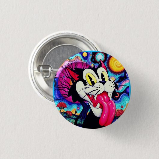 CAT CARTOON BUTTON (Vorne & Hinten)