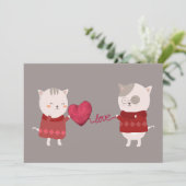 Cat Cartoon Couple Einladung (Stehend Vorderseite)