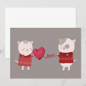 Cat Cartoon Couple Einladung (Vorne/Hinten)