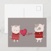 Cat Cartoon Couple Postkarte (Vorne/Hinten)