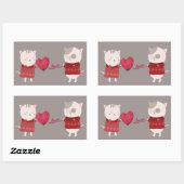 Cat Cartoon Couple Rechteckiger Aufkleber (Blatt)