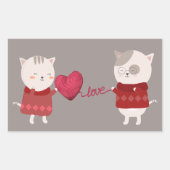 Cat Cartoon Couple Rechteckiger Aufkleber (Vorderseite)