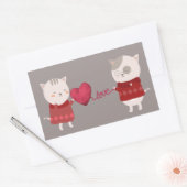 Cat Cartoon Couple Rechteckiger Aufkleber (Umschlag)