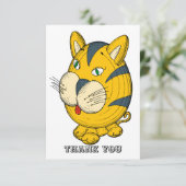 Cat Cartoon Dankeskarte (Stehend Vorderseite)