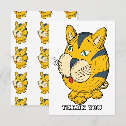 Cat Cartoon Dankeskarte (Vorne/Hinten)