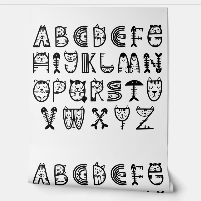 Cat Cartoon Druckaufhänge drucken Tapete (Abrollen)