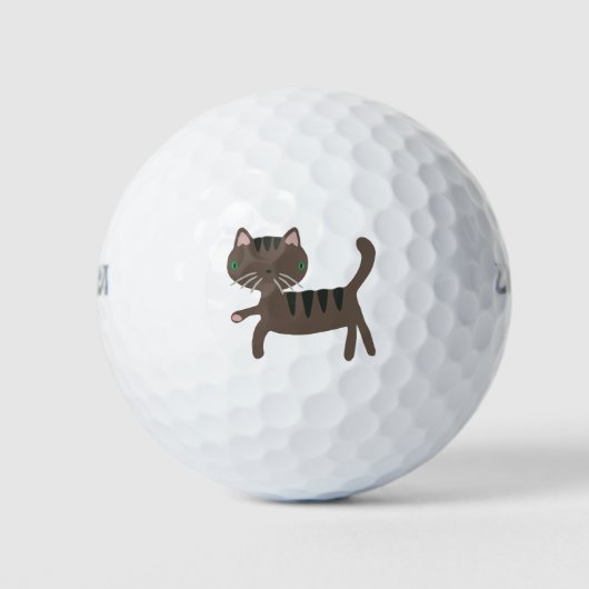 Cat Cartoon Funny Brown Stripes Mammals Pet Golfball (Vorderseite)
