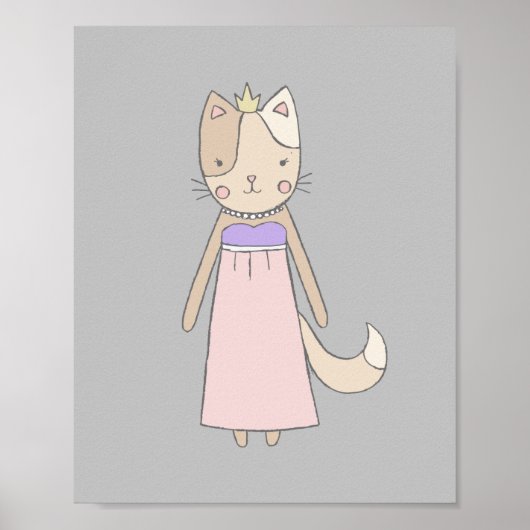 Cat Cartoon Girl Prinzessin Rosa Kinderzimmer Poster (Vorne)