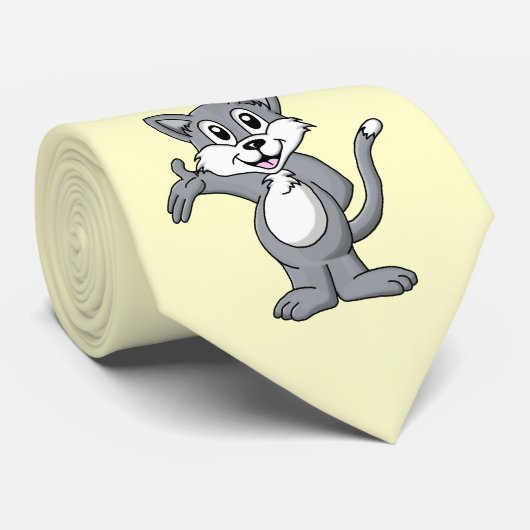 Cat Cartoon Krawatte (Gerollt)