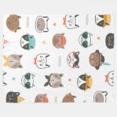 Cat Cartoon Pattern Fleecedecke (Vorderseite (Horizontal))