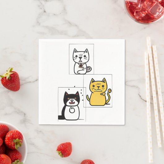 Cat Cartoon Serviette (Beispiel)