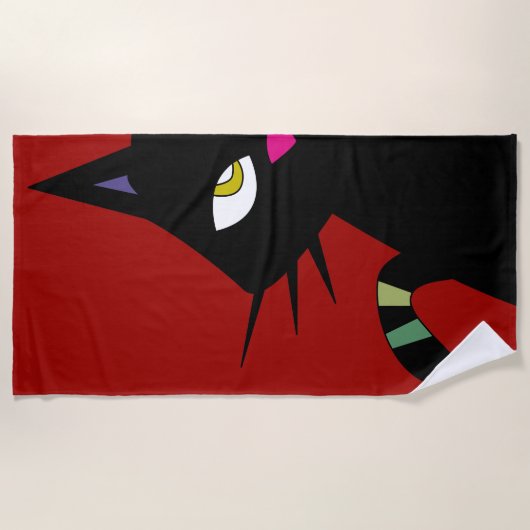 Cat Cartoon Strandtuch (Vorderseite)
