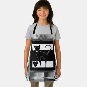 Cat Cartoon Tier stilvoll Schwarz-weiß modern stri Schürze (Insitu)