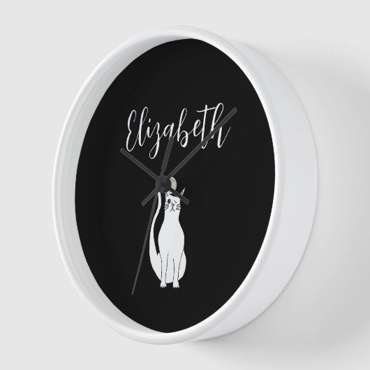 Cat Cartoon Zeichnend Schwarz-weiß Winking Kitty Uhr (Winkel)