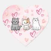 Cat Cartoons and Hearts Herz-Aufkleber (Vorderseite)